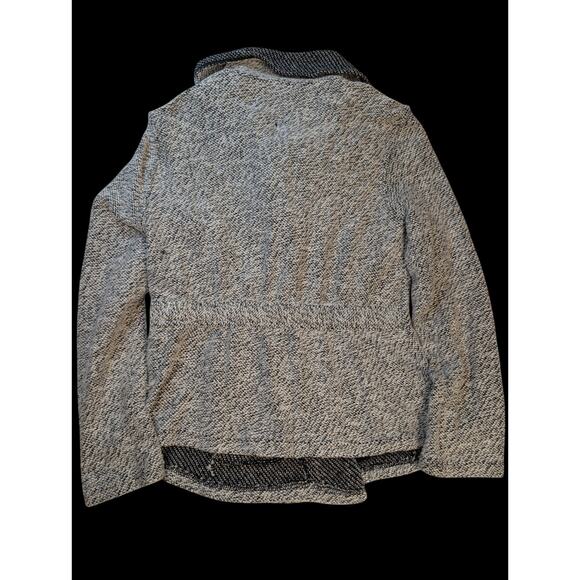 BNCI Blanc Noir Full Asymmetrical Zip Cardigan Sweater Black White Large Soft - Picture 4 of 7